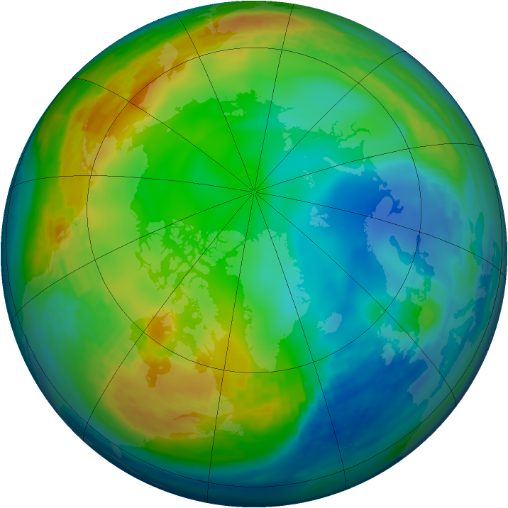 Arctic ozone map for 18 December 1991